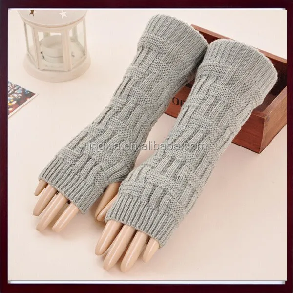 
Lady Winter Long Stretch Weave Knit Arm Warmer, Crochet Acrylic Fingerless Gloves, Soft Knit Fingerless Arm Warmers 