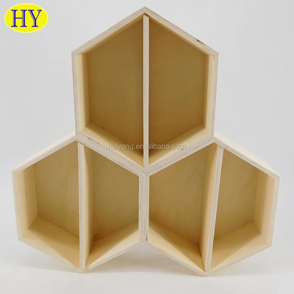 Подвесная Шестигранная сотовая кубическая деревянная настенная плавающая полка на заказ