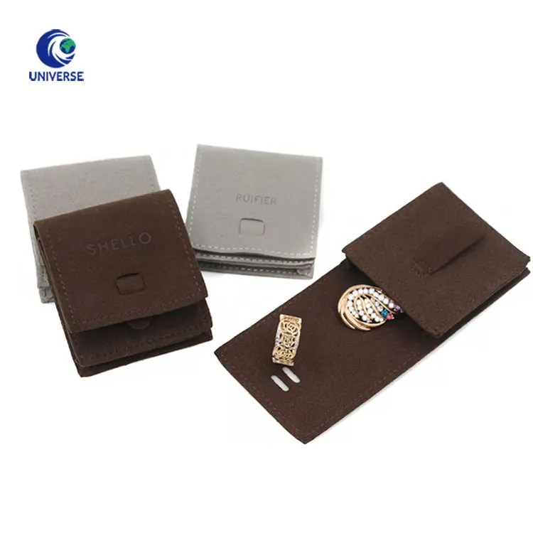 
Wholesale Luxury Small Flap Gift Embossed Suede Leather Jewellery Envelop Pouch 