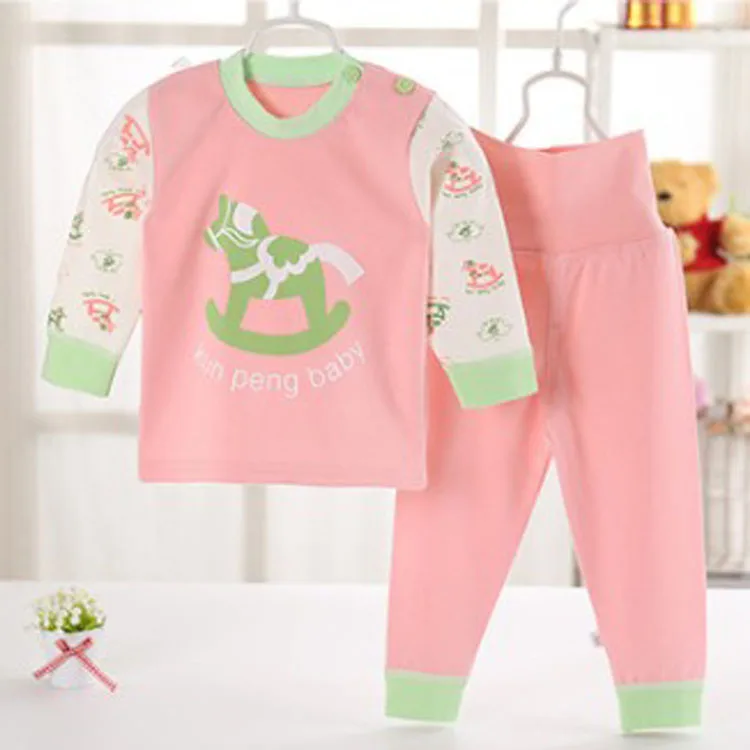 manufacturer Wholesale newborn baby kids 100% cotton home korean warm kids pajamas set girls