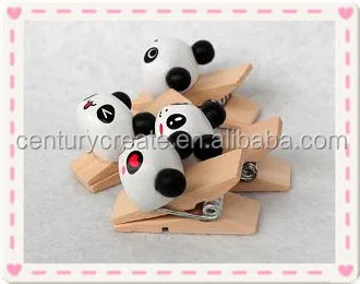 Promotional Gift Panda shape wood clothes clips wooden Small memo clips