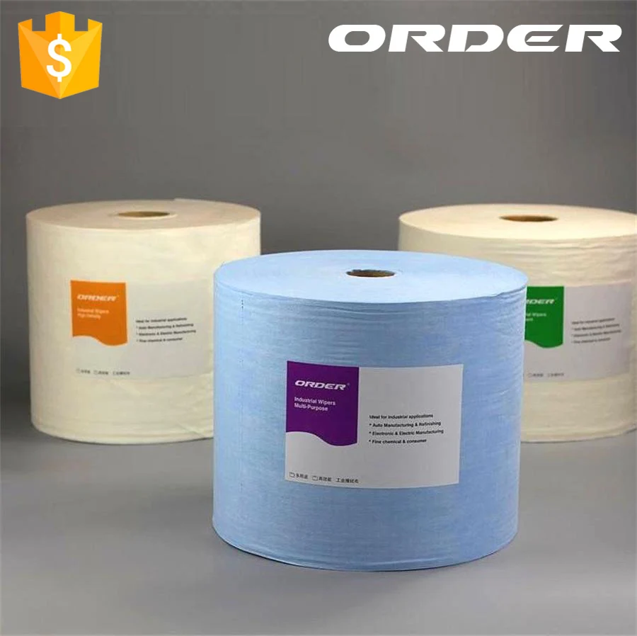 Roll of blue microfiber cleaning cloth cellulose Polypropylene is perforated jumbo roll industrial wipes