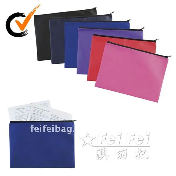 Reusable non woven document bag with zipper