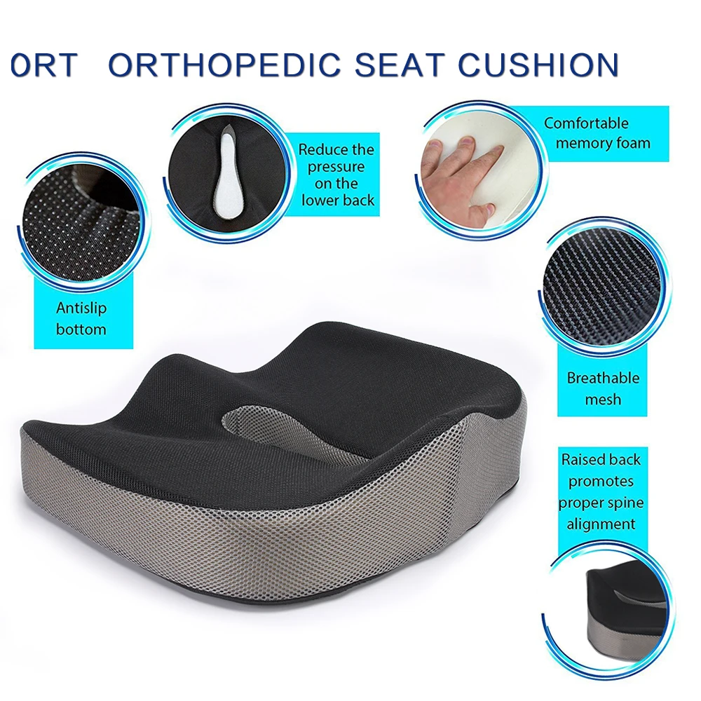 Custom Car Chair Wheelchair Pain Relief Orthopedic Coccyx Ergonomic Memory Foam Seat Cushion & Pillow