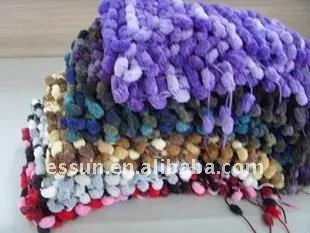 100% Polyester soft Pompon Fancy Yarn for hand knitting