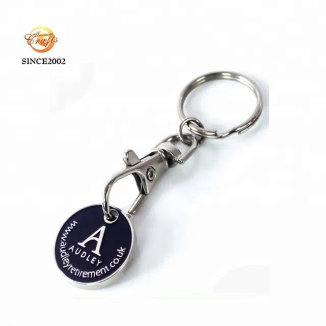 Custom high quality zinc alloy house shape shopping cart tokens keychain