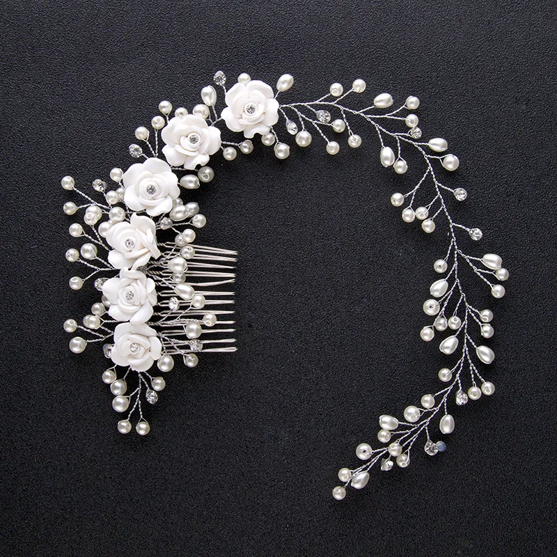 korean magic hair comb handmade pearl flower hairband hair accessories bridal