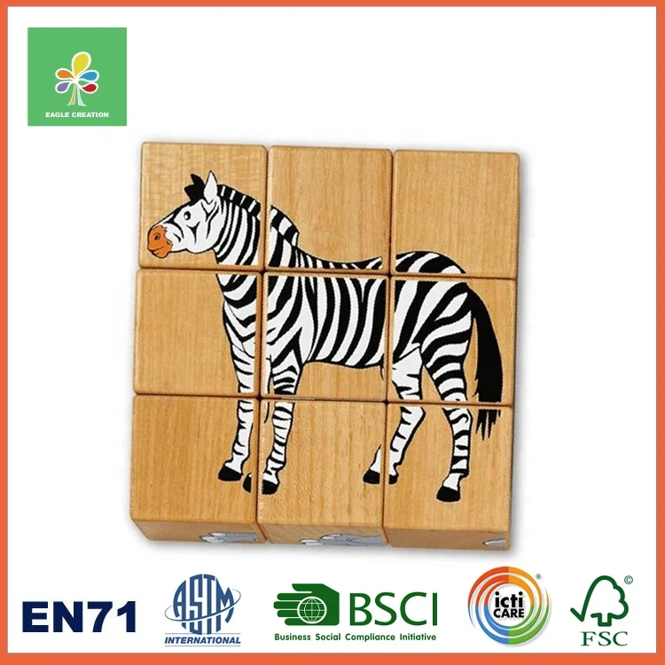 Wooden Block Puzzle Animal matching Forming educational building block set preschool for kids children safe non toxic wooden toy