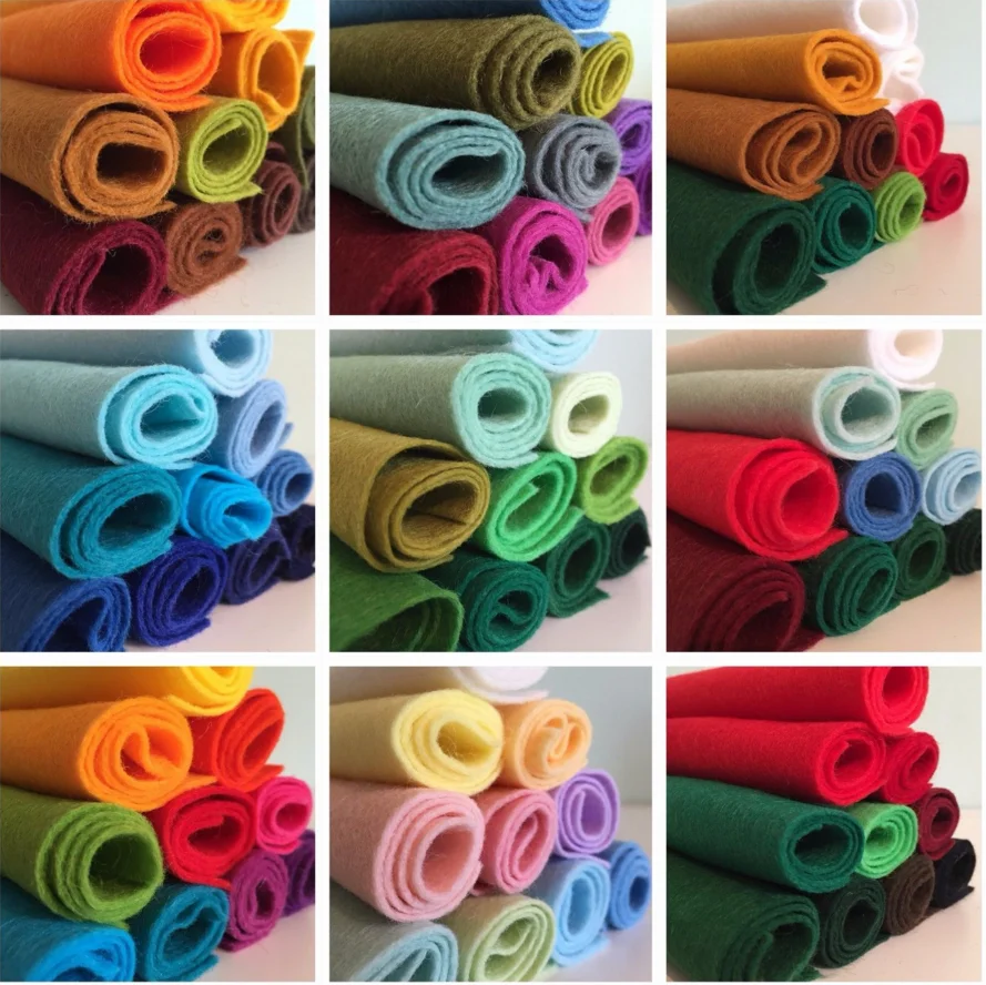 1.4mm Thick Acrylic Soft Felt Nonwoven Fabric Sheet Pack DIY Craft Patchwork Sewing Squares Assorted Colors for Hobby Crafter