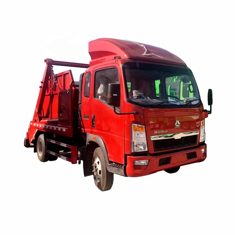 HOWO 4x2 6x4 small 3M3 mobile skip loader garbage Vehicle Swing Arm Garbage Compactor Truck