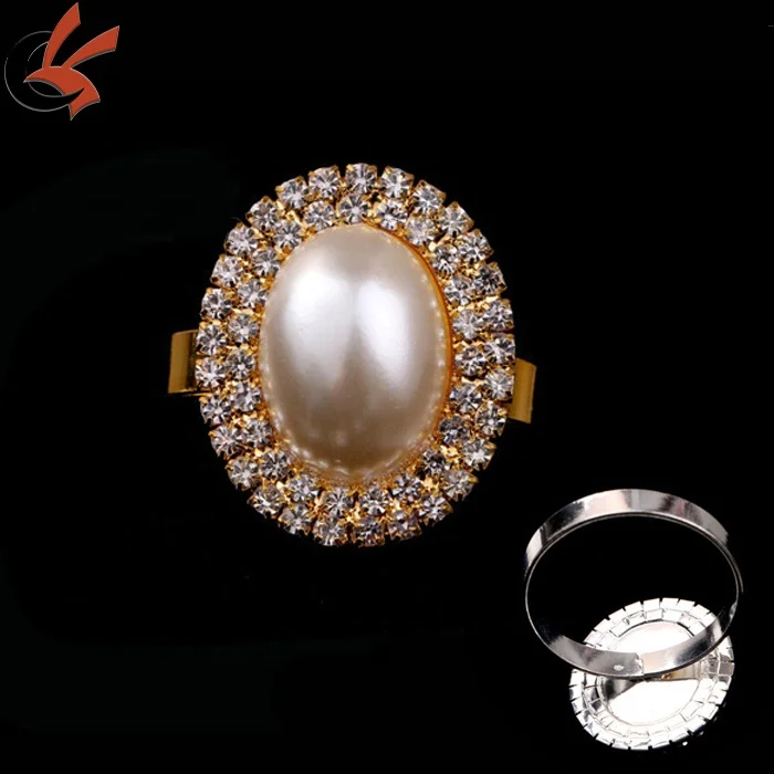 Wholesale Wedding Elegant Rhinestone Pearl Napkin Rings