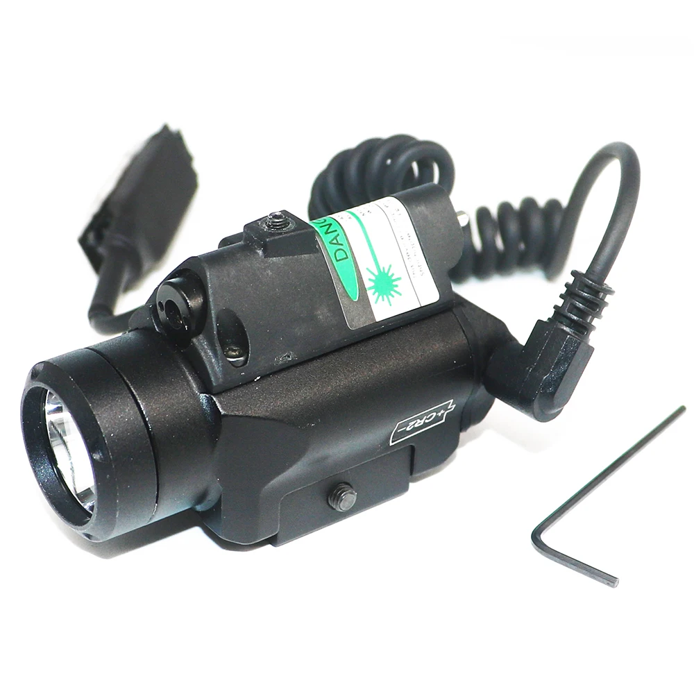 Picatinny Rail Tactical Green pistol laser flashlight with charger/pressure switch