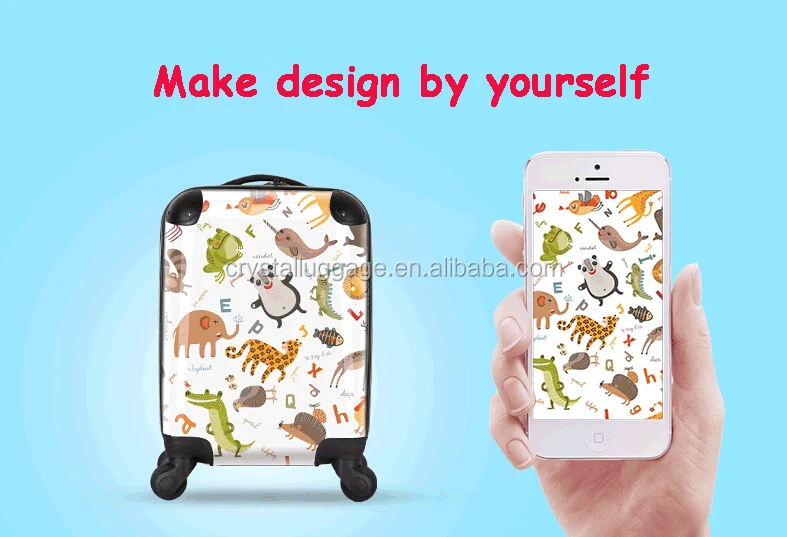19' ABS PC Luggage Carry on Luggage Airport Trolley Suitcase Bag Personalised Design Customized Logo Print