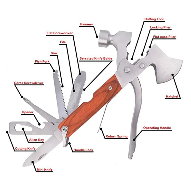 Stainless steel portable camp axe multi tool hammer axe