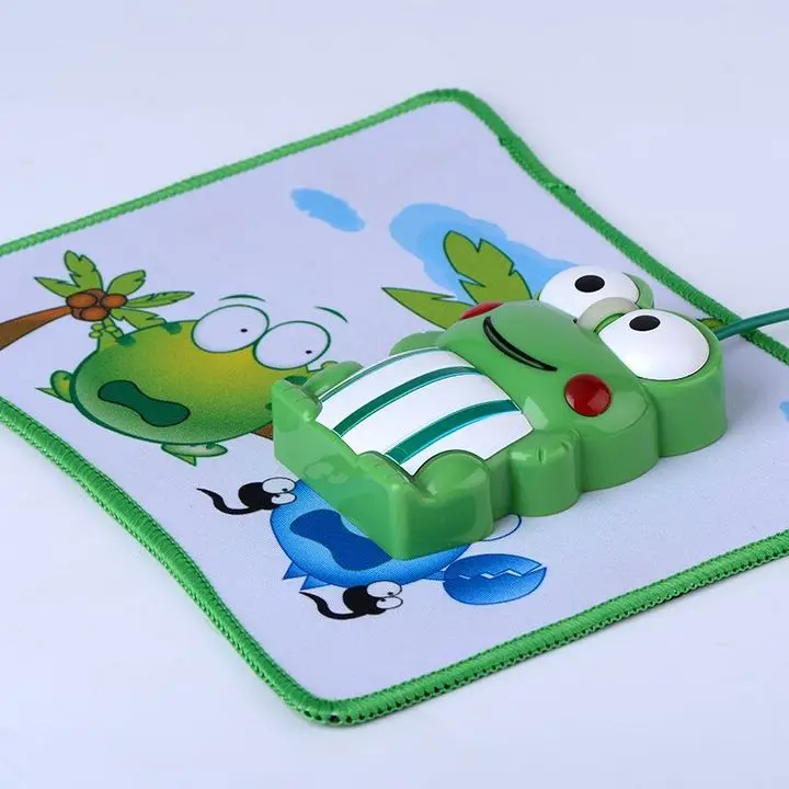 Cute Funny Kids Cartoon Animal Frog USB Mouse with Mouse Pad Lovely Frog Prince 3D Optical Wired Mice For Children Birthday Gift