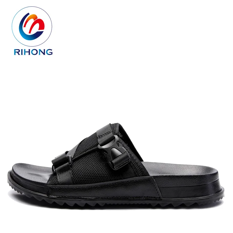 hot selling popular plain black eva pu designer sole wholesale cheap men room slipper