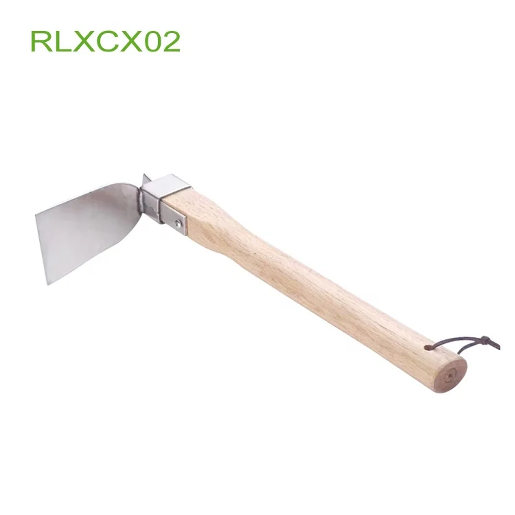 Stainless Steel Blade Cultivator Hand Tiller Tools Double Head Hoe with Wood Handle RLXCX04