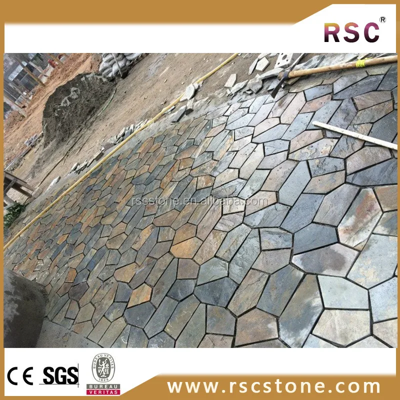 Landscaping Slate Rock , Slate Floor Photos Modern Outdoor Wall Tiles Villa Waterproof Flexible Croco Skin Leather Tiles 2 Years