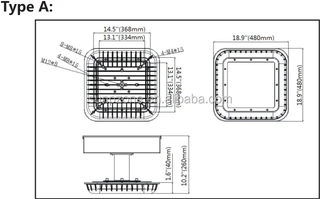 DLC ETL listed IP65 200w LED gas canopy light for gas station outdoor light