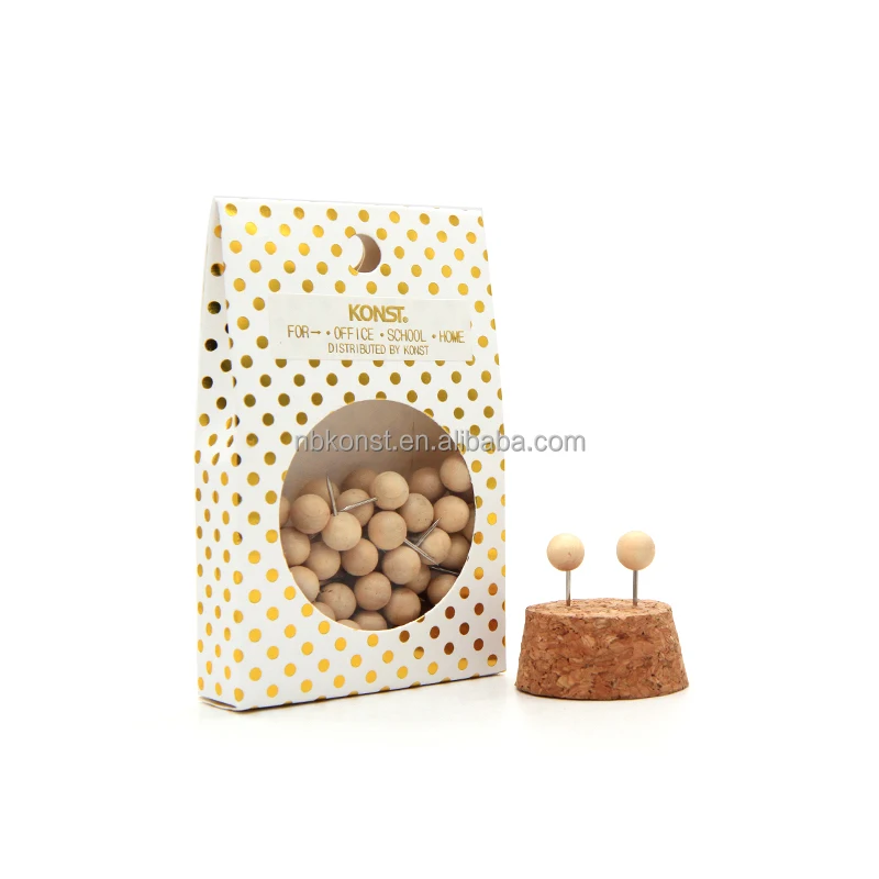 
Wooden map pin and push pin stationery set 
