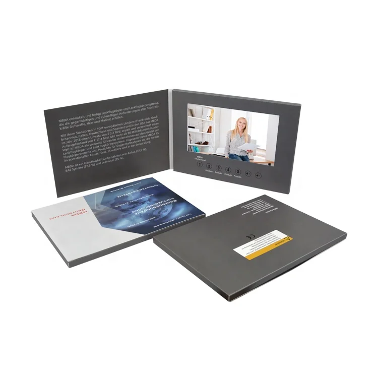 Professional Customized 2.4 4.3 5 7 10.1 inch audio video business card company presentation video advertising brochure