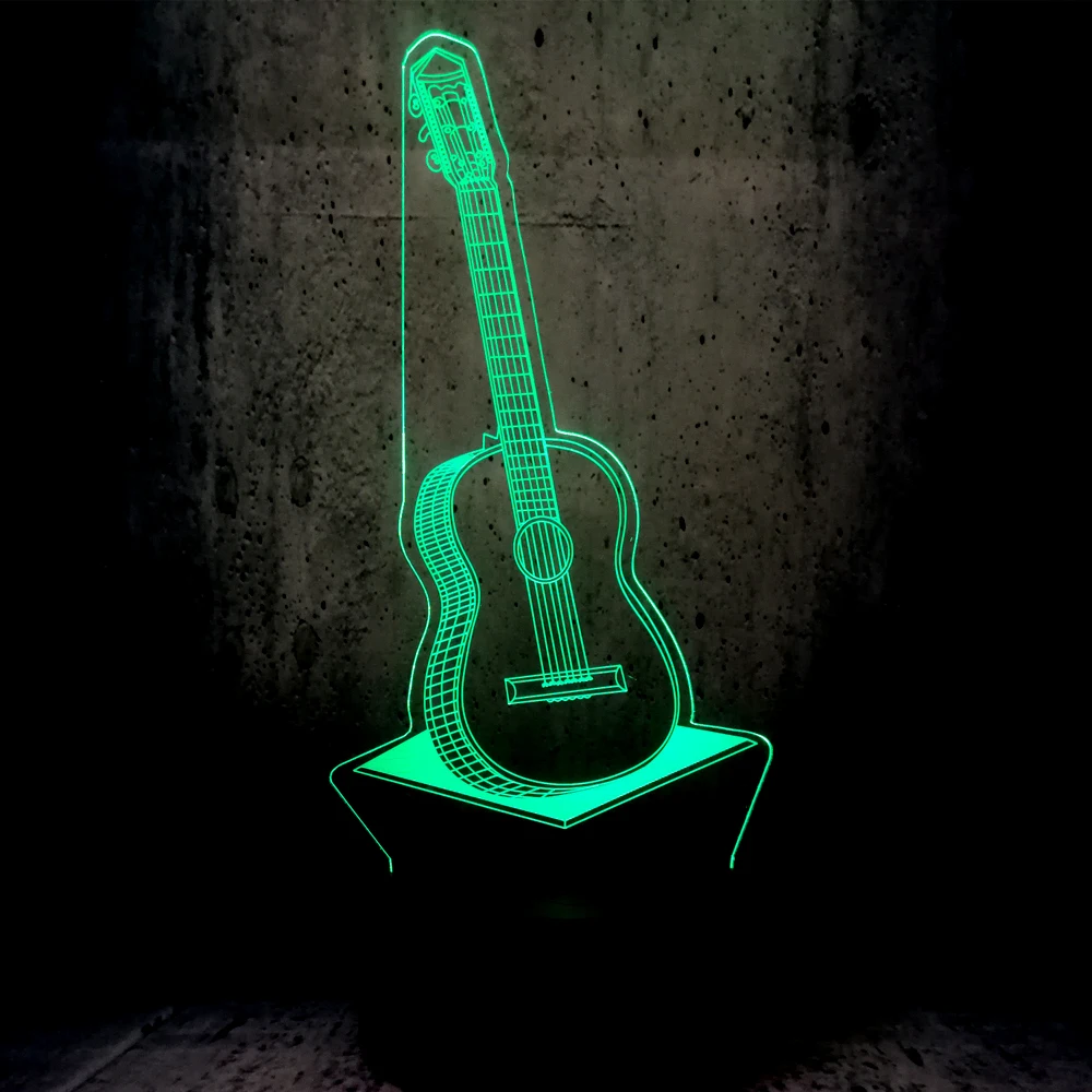 Creative POP Country Music Guitar 3D USB LED Lamp 7 Color Change RGB Night Light Bedroom Decor Lighting Musical Instruments