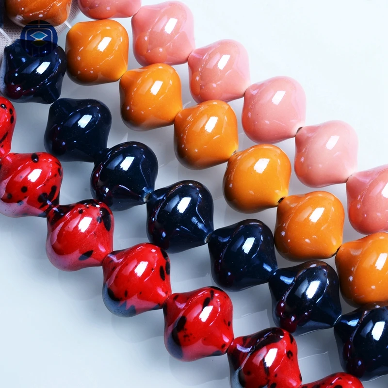 
Big Size Flying Saucer Shape Beads Wholesale Porcelain Loose Beads For Necklace 