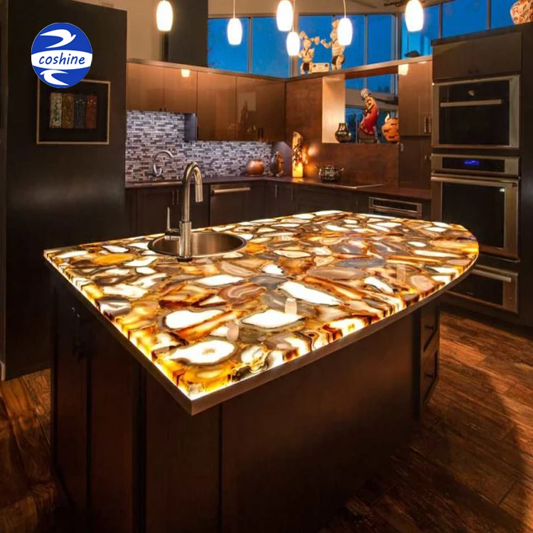 Домашнее украшение с подсветкой коричневый Агат желтый драгоценный камень для столешницу