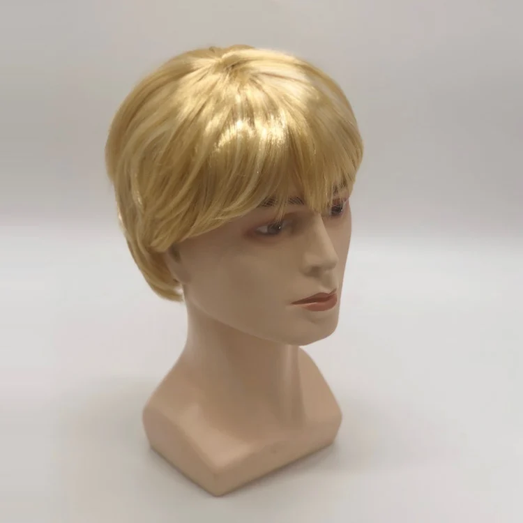 
Cheap synthetic blond short hair wig men 