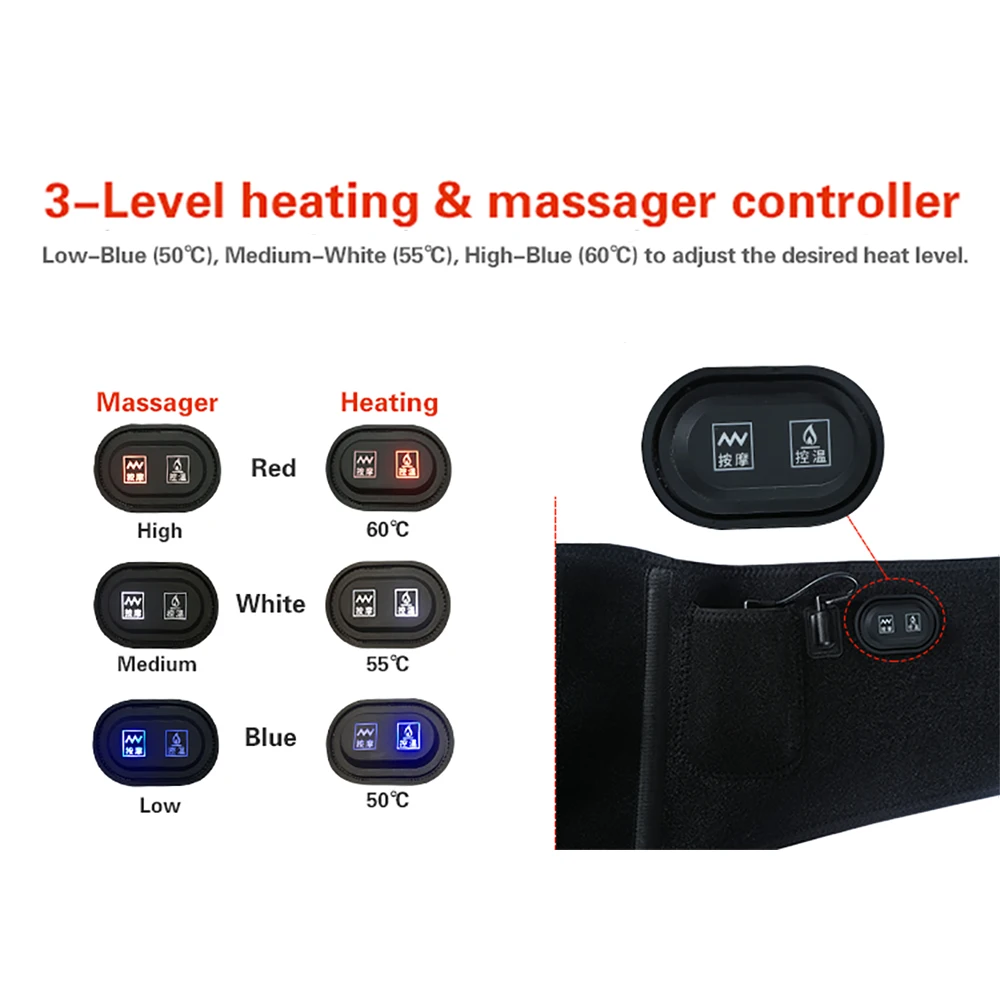 thermal lumbar massage back relief support vibro shiatsu heat waist belt therapy electric heating belt for back pain