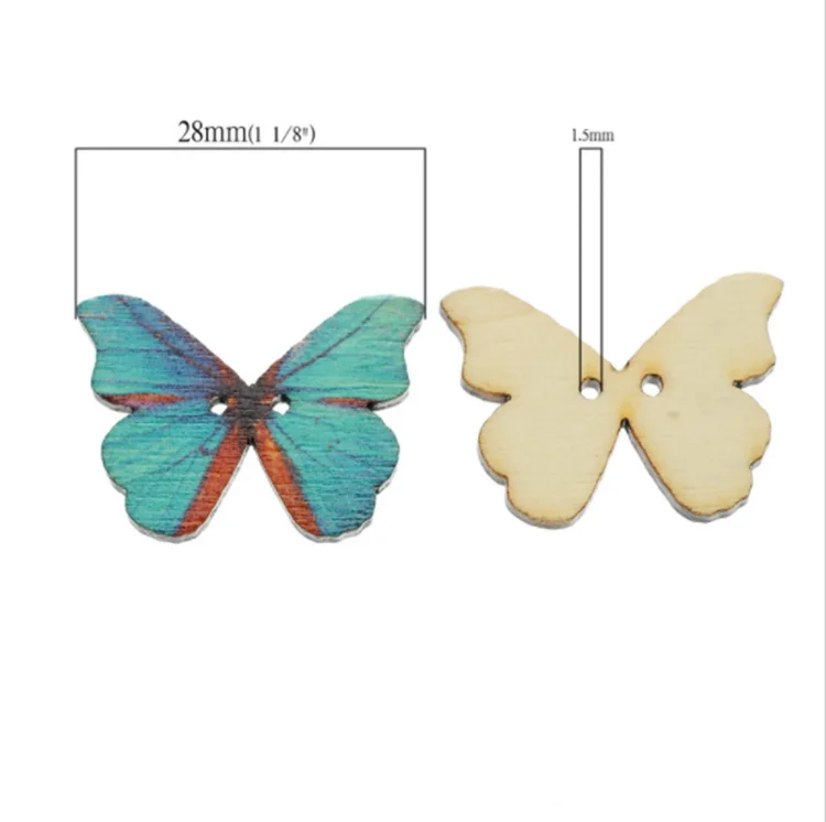 28*21 мм 2 отверстия поделки своими руками красочными бабочками и бантиками; Недорогая женская одежда деревянные пуговицы