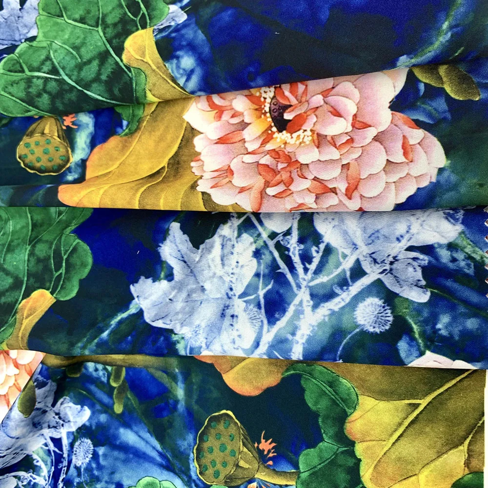 
2019 Wholesale High quality No MOQ Polyester Matt Silk satin Chiffon digital print for women Dress 