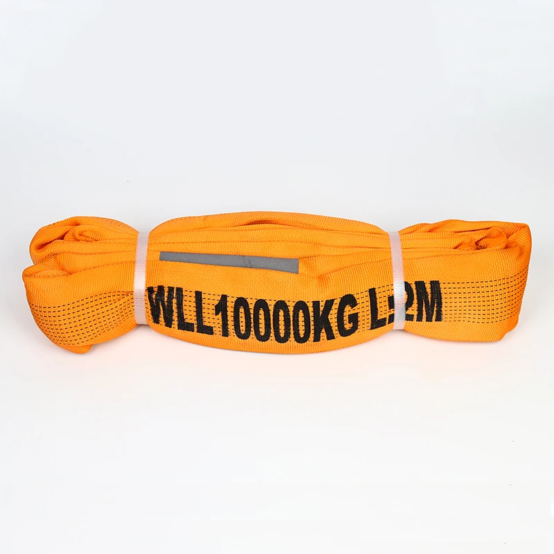 
Tough and durable polyester 10 ton orange endless round webbing sling 