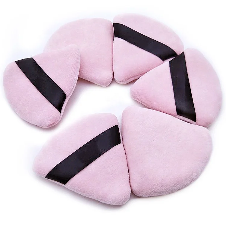 New Design Triangle shape Cosmetic Cotton Makeup foundation sponge powder puff with ribbon for loose powder