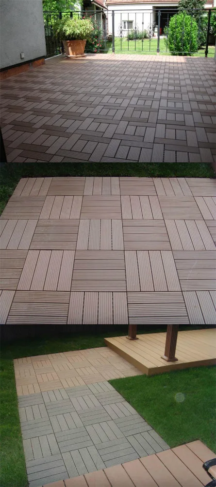Vyokewood WPC Outdoor Floor Garage Floor Tiles Interlocking Plastic Wood Parquet Flooring for Patio