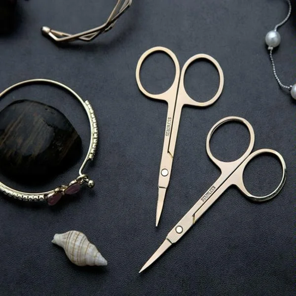 Hot sale Multi-functional Beauty Makeup Small Golden Scissor For Eyebrow Eyelash Extension