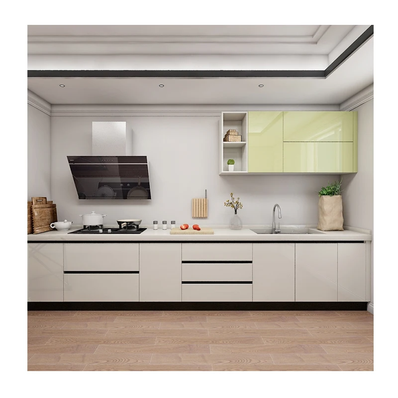 Шаньдун низкий минимальный заказ белая глянцевая меламиновая кухня