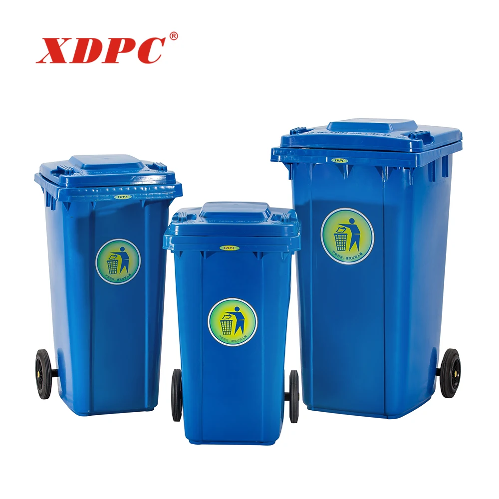 Public portable two wheels colorful trash can garbage container