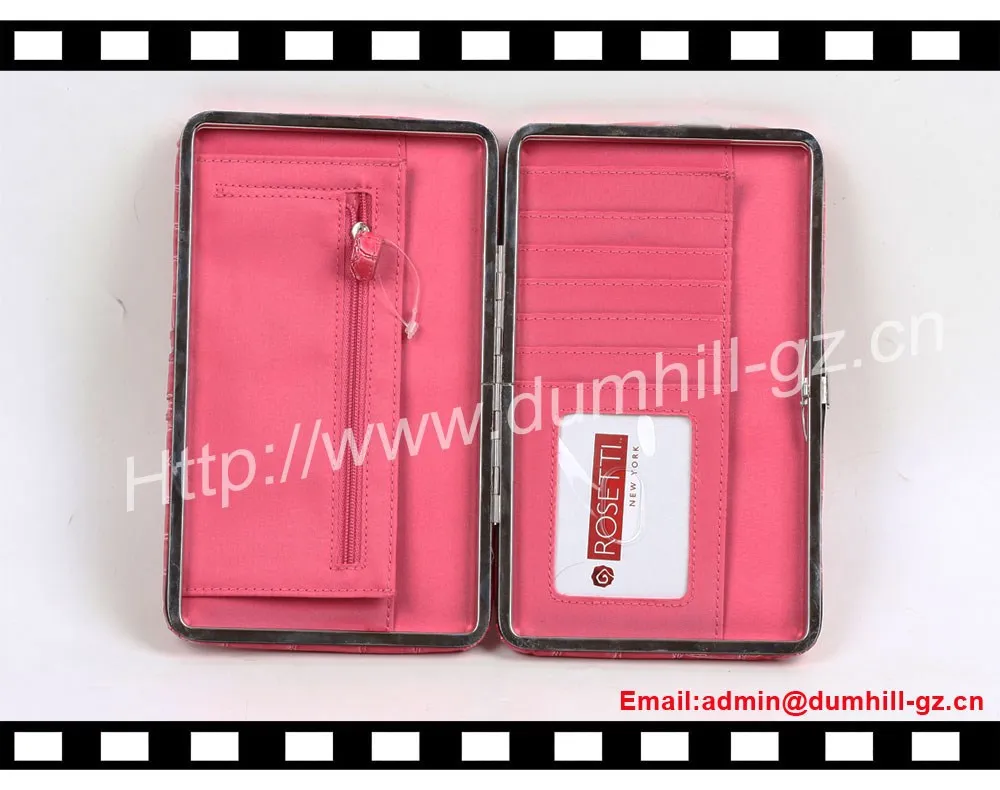 Metal frame flat women wallet