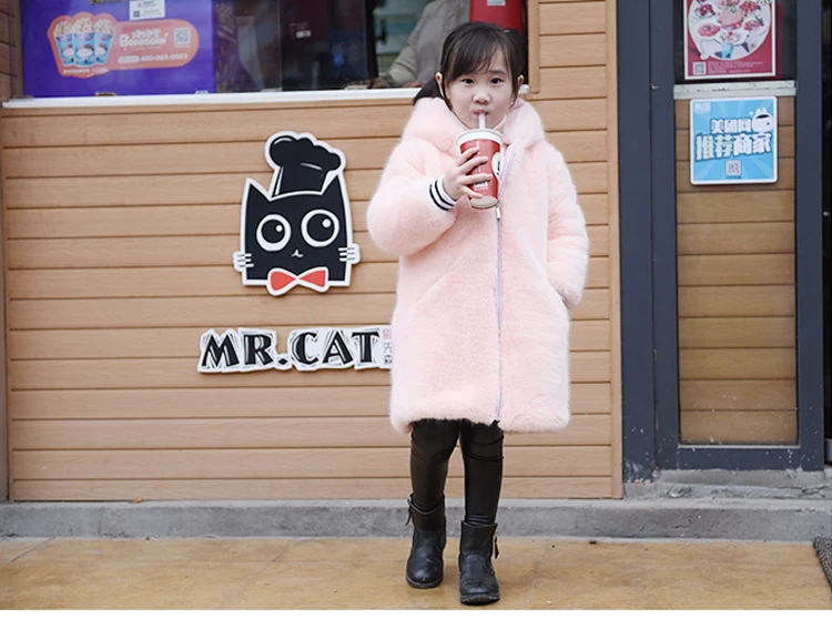 
Costume Cute Girls Hooded Long Sleeve Thicken Jacket Winter Warm Faux Fur Coat faux-furs overcame it 