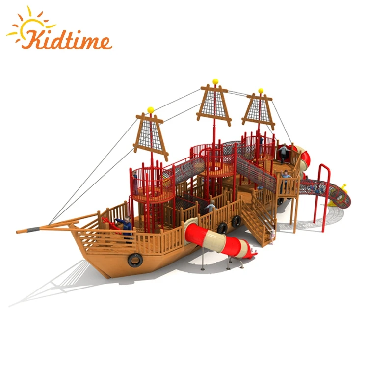 Customized size ship outdoor playground equipment with slide