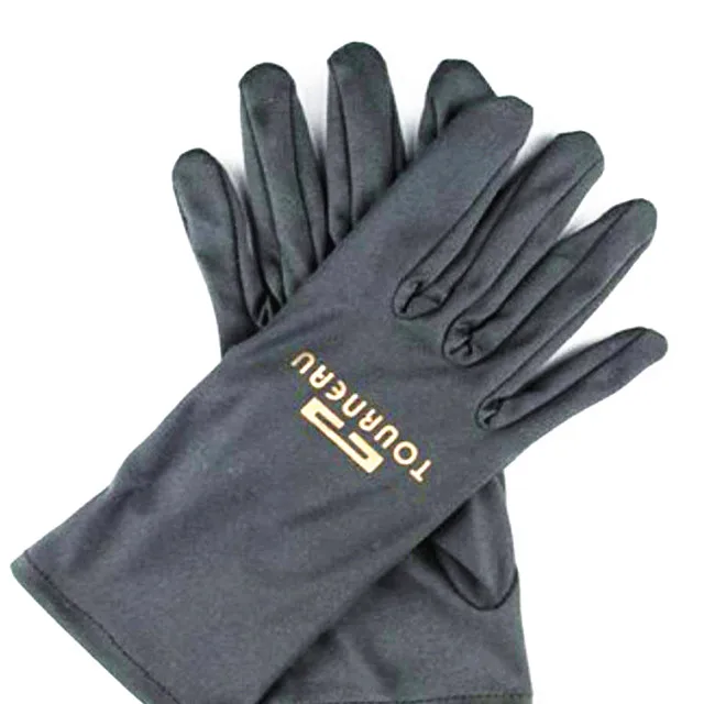 Wholesale Promotional Custom Logo Printed Microfiber Black Jewelry Polishing Dusting Gloves For Rolex Watches Use