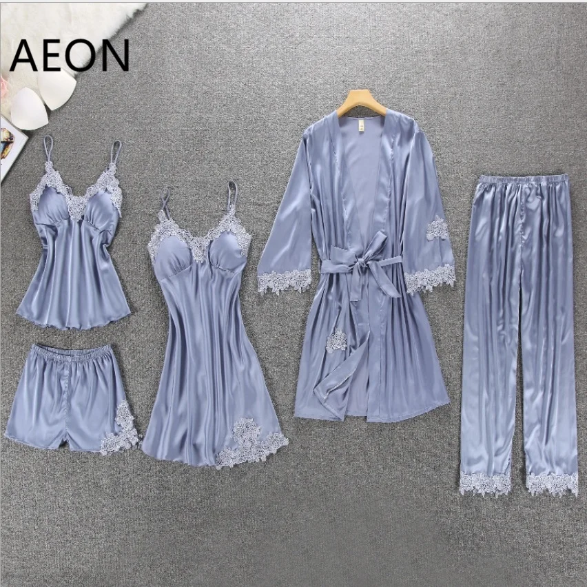High Quality Hot Sexy Silk Sleepwear Lace Night Women Sleepwear Silk Nightgown