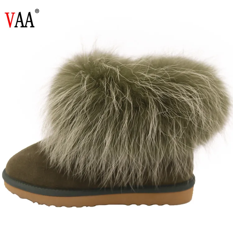 B054 Genuine Leather Lining Sheepskin Natural Colored Racoon Fur Outside Antiskid Snow Boots Manufacturers,Snow Boots Women