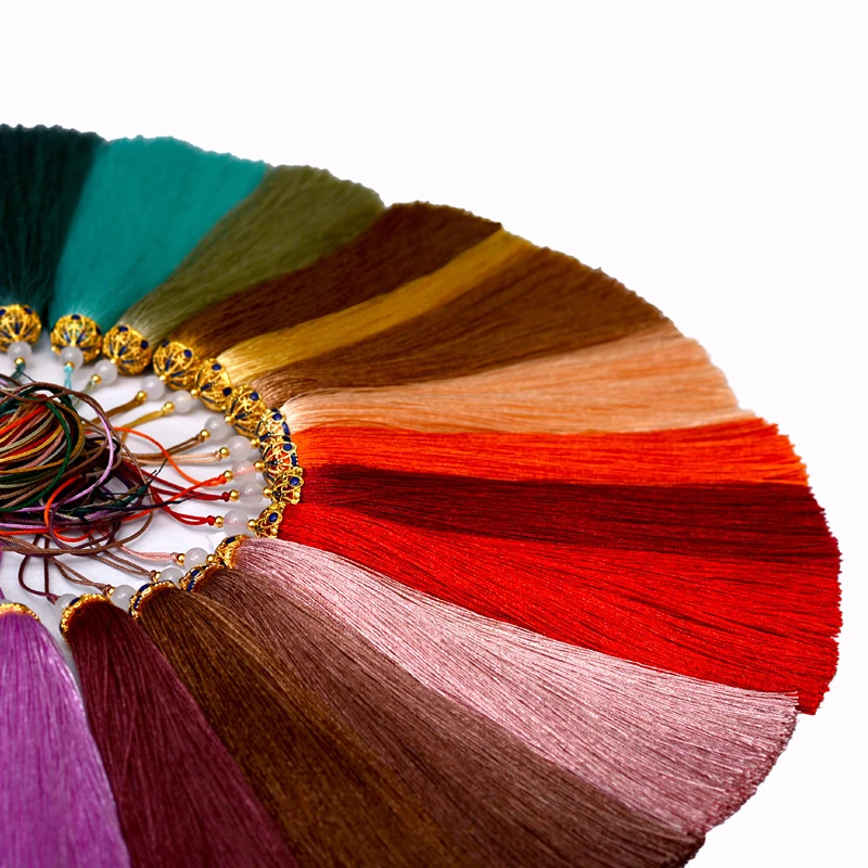 LONGJIE Tassel supplier hand-woven 140mm Nylon Tassel used for decorative clothing leather bags hang tassel curtain hanging Tass