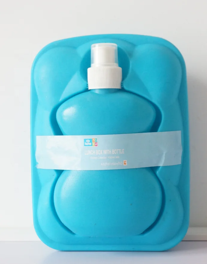 Plastic cheap children lunch box with bottle for promotional