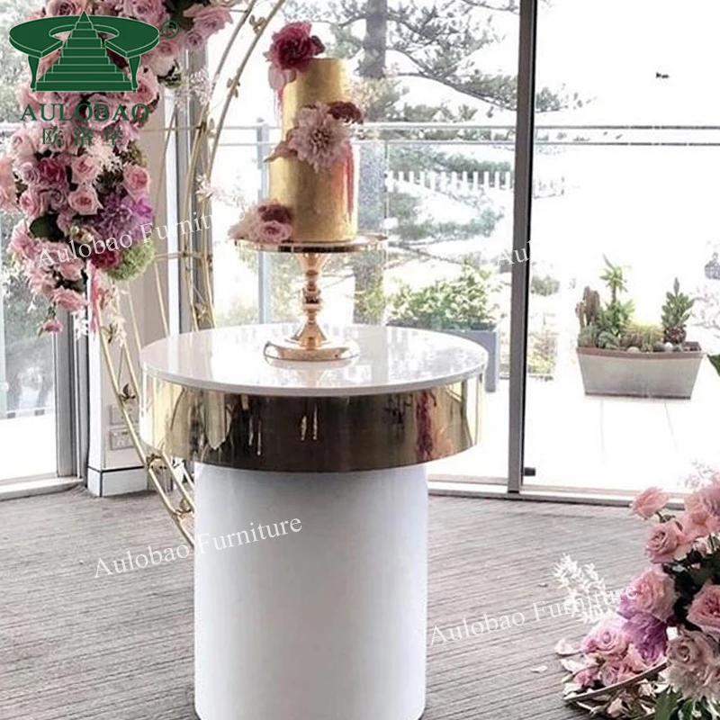 Свадебное украшение, Золотой металлический круглый элегантный свадебный стол для торта
