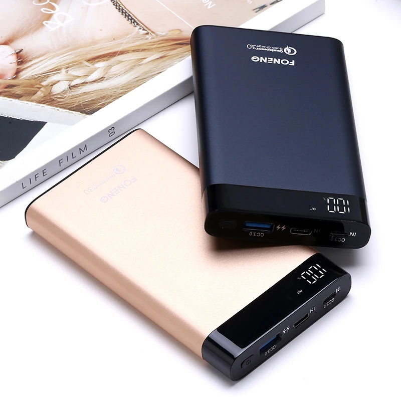 FONENG GT 10000mah QC 3.0 quick charging mobile power bank ,power banks,mobile power supply
