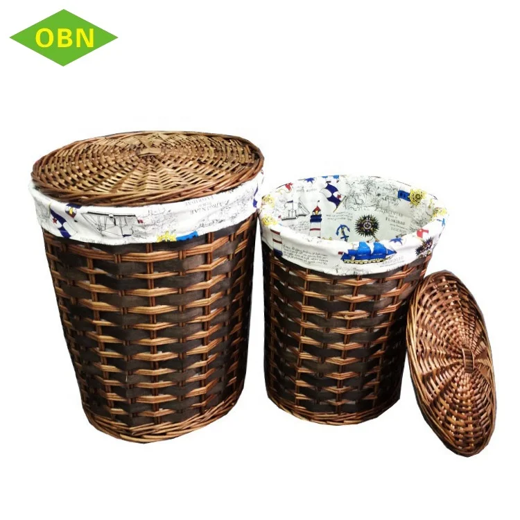 Wholesale large decorative novelty cheap wicker corner laundry hamper with lid
