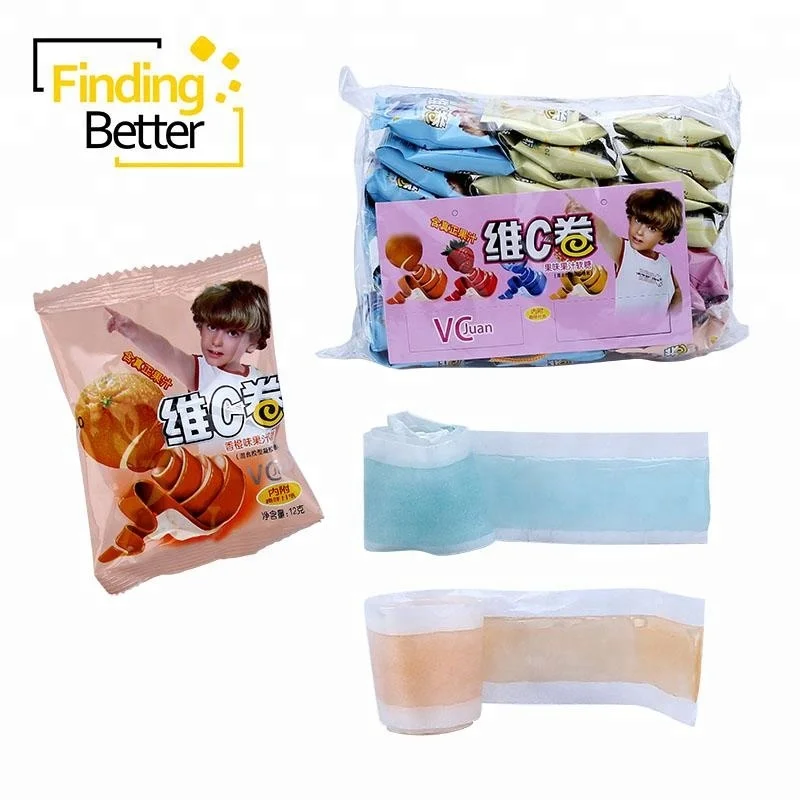 
Halal Gummy Candy Brands Vitamin C Soft Pectin Gummy Tape Jelly Fruit Roll Candy 